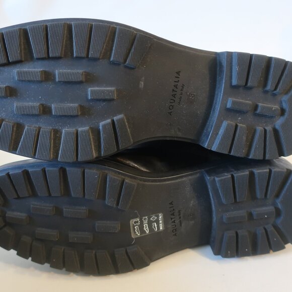 Womens Aquatalia Linda Black Leather Suede Trim Lace-Up Combat Moto Booties 8 - Picture 12 of 16